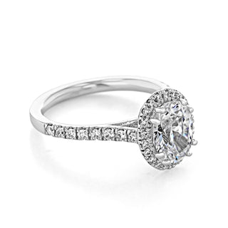 1.33CT Oval Cut Halo Moissanite Engagement Ring
