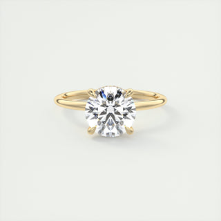 2CT Round Moissanite Solitaire Engagement Ring With Hidden Halo Setting
