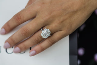 3.40CT Radiant Moissanite Unique Halo Engagement Ring