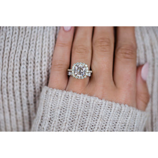 4.0 CT Cushion Cut Moissanite Halo Engagement Ring With Pave Setting