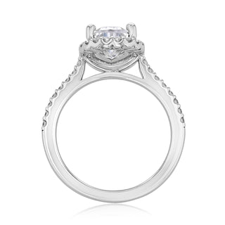 1.93ct Pear Cut Moissanite Halo Engagement Ring