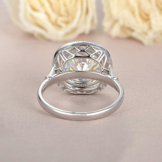 2.40CT Cushion Cut Moissanite Unique Halo Engagement Ring