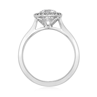 1.0CT Round Cut Thick Band Halo Style Moissanite Engagement Ring