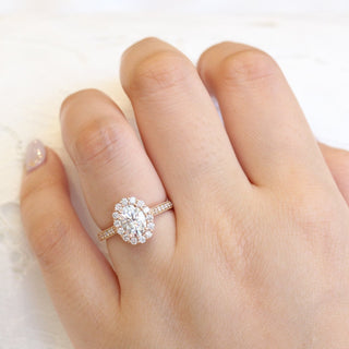 1.50CT Oval Cut Moissanite Halo Style Engagement Ring