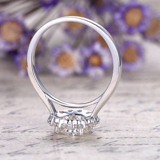 1.25CT Floral Round Brilliant Cut Halo Engagement Ring
