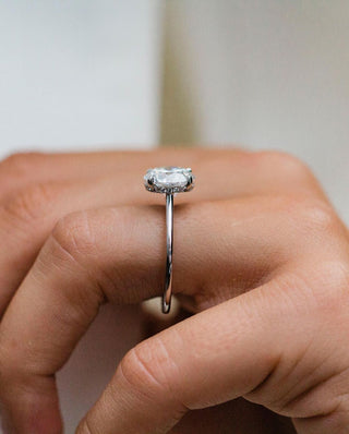 2.75 CT Round Moissanite Engagement Ring Whit Hidden Halo Setting