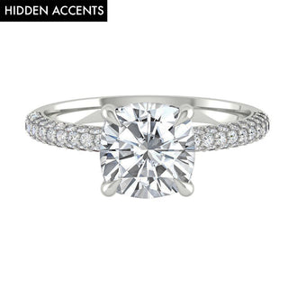1.7 CT Cushion Hidden Halo Pave Moissanite Engagement Ring
