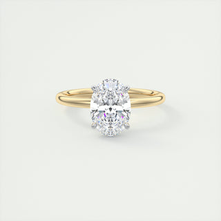 2CT Oval Cut Moissanite Solitaire Two Tone Engagement Ring