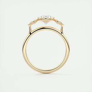 2.0CT Oval Moissanite Bezel 3 Stones Engagement Ring
