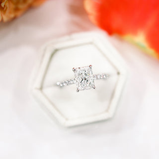 2.0CT Radiant Cut Moissanite Cathedral Pave Diamond Engagement Ring