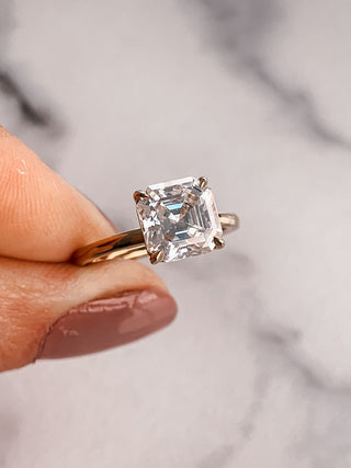 4.0CT Asscher Cut Diamond Moissanite Solitaire 4 Prong Engagement Ring