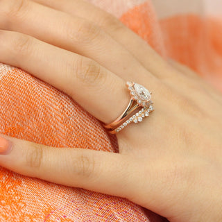 1.60CT Pear Cut Moissanite Halo Bridal Ring Set