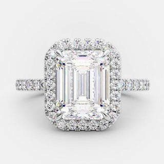 3.0 CT Emerald Cut Moissanite Diamond Halo Engagement Ring