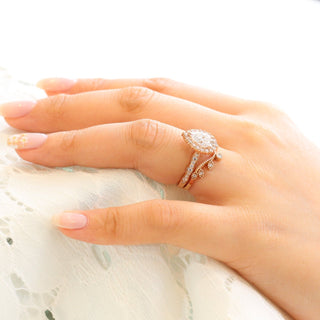 1.50CT Pear Cut Moissanite Halo Bridal Ring Set