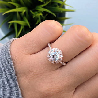 1.0ct Round Cut Floral Double Halo Style Moissanite Engagement Ring