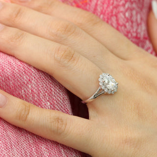 1.50CT Vintage Oval  Cut Diamond  Moissanite Halo Engagement Ring