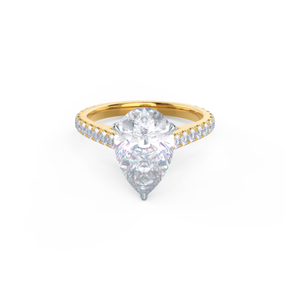 2.25CT Pear Moissanite Solitaire Pave Setting Engagement Ring
