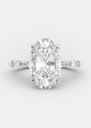 3.0ct Oval Cut Moissanite Diamond Pave Engagement Ring