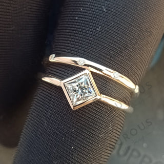 0.50CT Princess Cut Diamond Moissanite Halo Engagement Ring