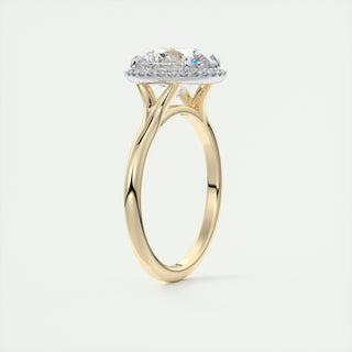 2CT Round Cut Moissanite Halo Engagement Ring