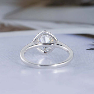 1.0CT Cushion Cut Halo Moissanite Diamond Engagement Ring