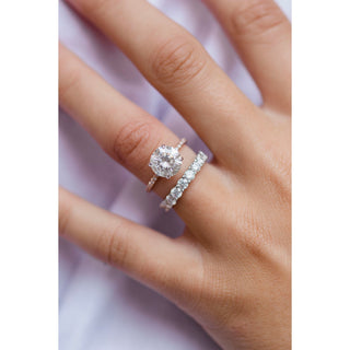 2.10CT Round Moissanite Solitaire Pave Setting Engagement Ring
