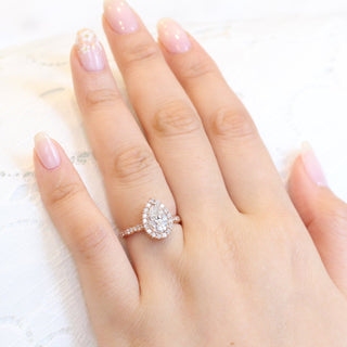 1.50CT Pear Diamond Moissanite Halo Engagement Ring
