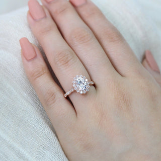 1.50CT Oval Cut Halo Style Moissanite Engagement Ring