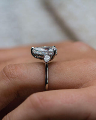 4.20 CT Pear Cut Three Stone Moissanite Engagement Ring