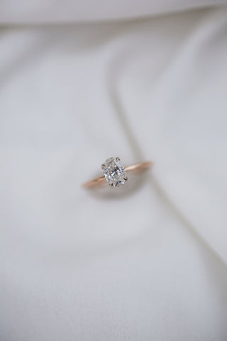 1.33CT Oval Hidden Halo 4 Prong Moissanite Engagement Ring