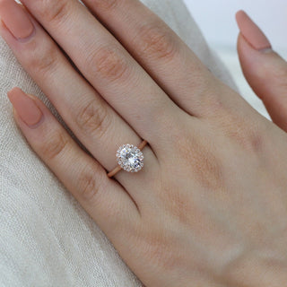 1.50CT Oval Cut Halo Style Moissanite Engagement Ring