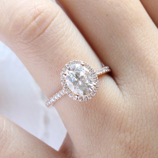 2.0CT Oval Cut Diamond Moissanite Luna Halo Engagement Ring