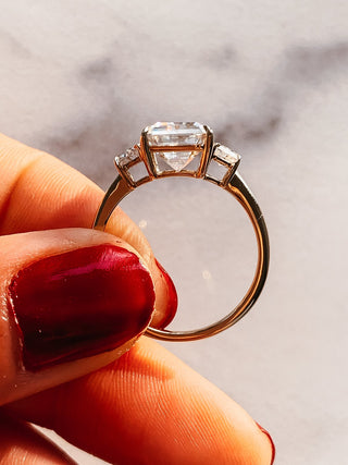 3.50CT Emerald Cut Moissanite 3 Stones Engagement Ring