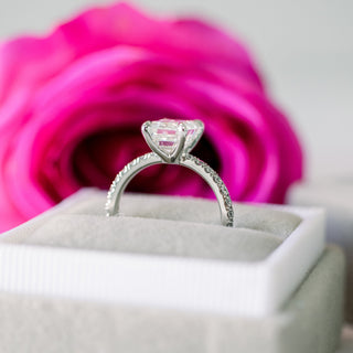 2.0CT Emerald Cut Moissanite Classic Pave Diamond Engagement Ring
