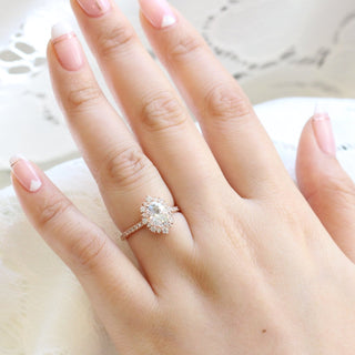 1.50CT Oval Cut Diamond Tiara Moissanite Halo Engagement Ring