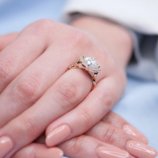 2.30CT Cushion Moissanite Vintage Halo Engagement Ring
