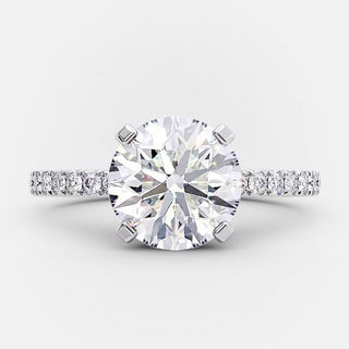 2.50ct Round Moissanite Solitaire Pave Setting Engagement Ring