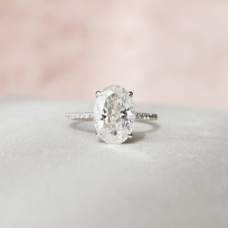 3.0CT Oval Moissanite Hidden Halo Pave Setting Engagement Ring