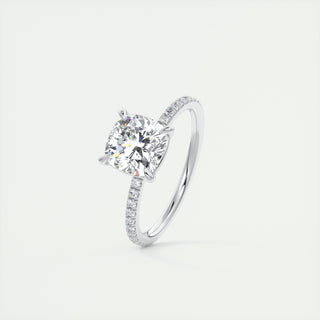 2CT Cushion Cut Moissanite Solitaire Pave Setting Engagement Ring