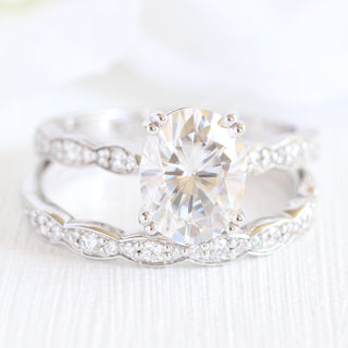 2.0CT Oval Moissanite Solitaire Bridal Ring Set