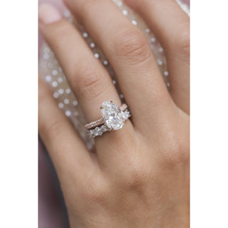 3.20CT Oval Cut Moissanite Solitaire Hidden Halo Engagement Ring