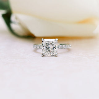 2.50CT Cushion Cut Moissanite Petite Pave Diamond Engagement Ring