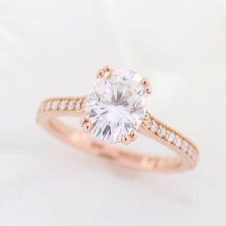 2.0CT Oval Cut Diamond Solitare Moissanite Halo Engagement Ring