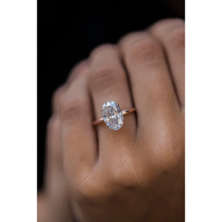 4.0CT Elongated Oval Moissanite Solitaire Engagement Ring