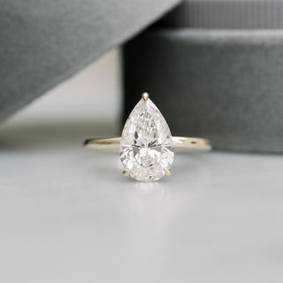 2.0ct Pear Cut Moissanite Solitaire Engagement Ring