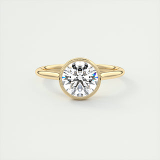 2CT Round Moissanite Bezel Solitaire Engagement Ring