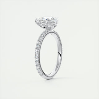 2CT Pear Cut Moissanite Solitaire Pave Setting Engagement Ring
