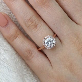 1.65CT Cushion Cut Diamond  Moissanite Halo Engagement Ring