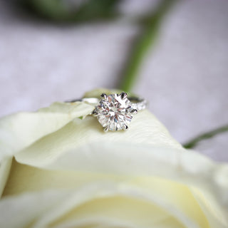 2.25CT Round Moissanite Solitaire Pave Setting Engagement Ring