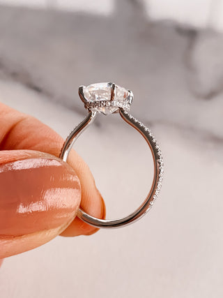 2.0CT Cushion Cut Diamond Moissanite Halo 4 Prong Engagement Ring